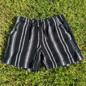 Cozy Black and Gray Striped Kids Shorts